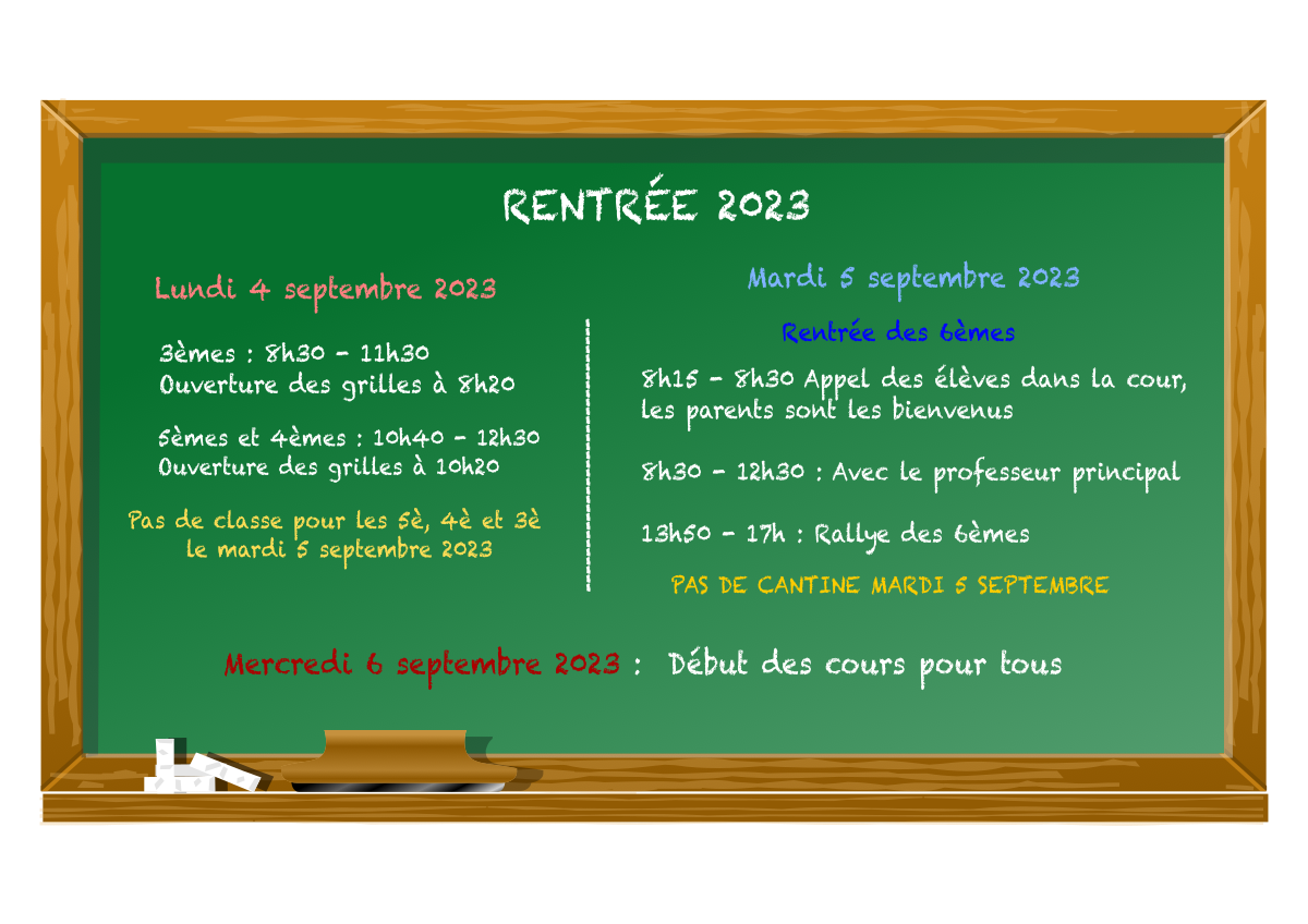 Informations rentrée 2023